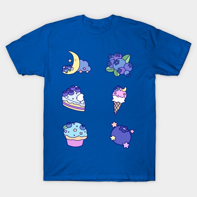 Pastry Stars and Blueberries T-Shirt by saradaboru